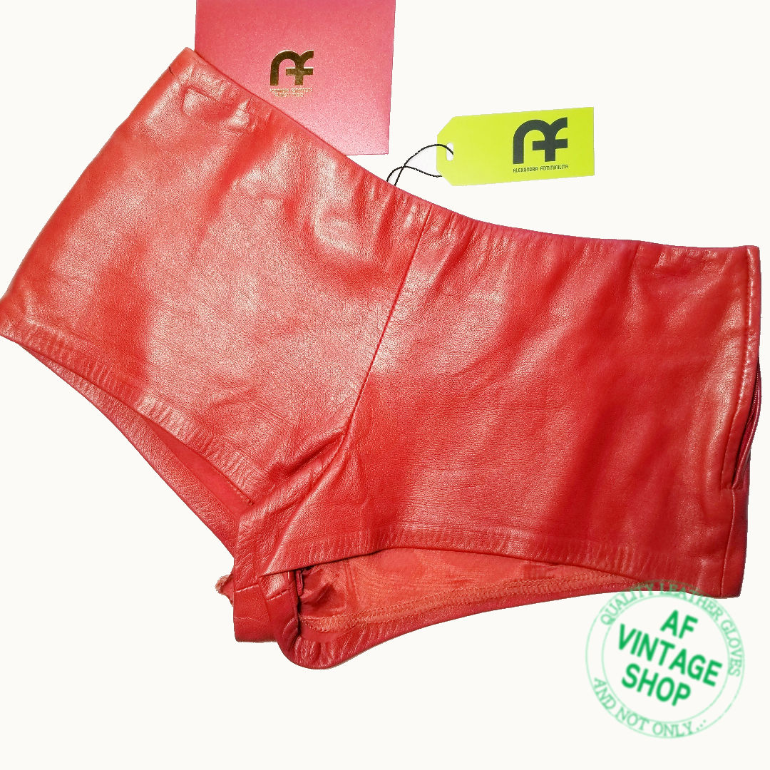 SPECIFICALLY THIS SALSA RED LEATHER SHORTS