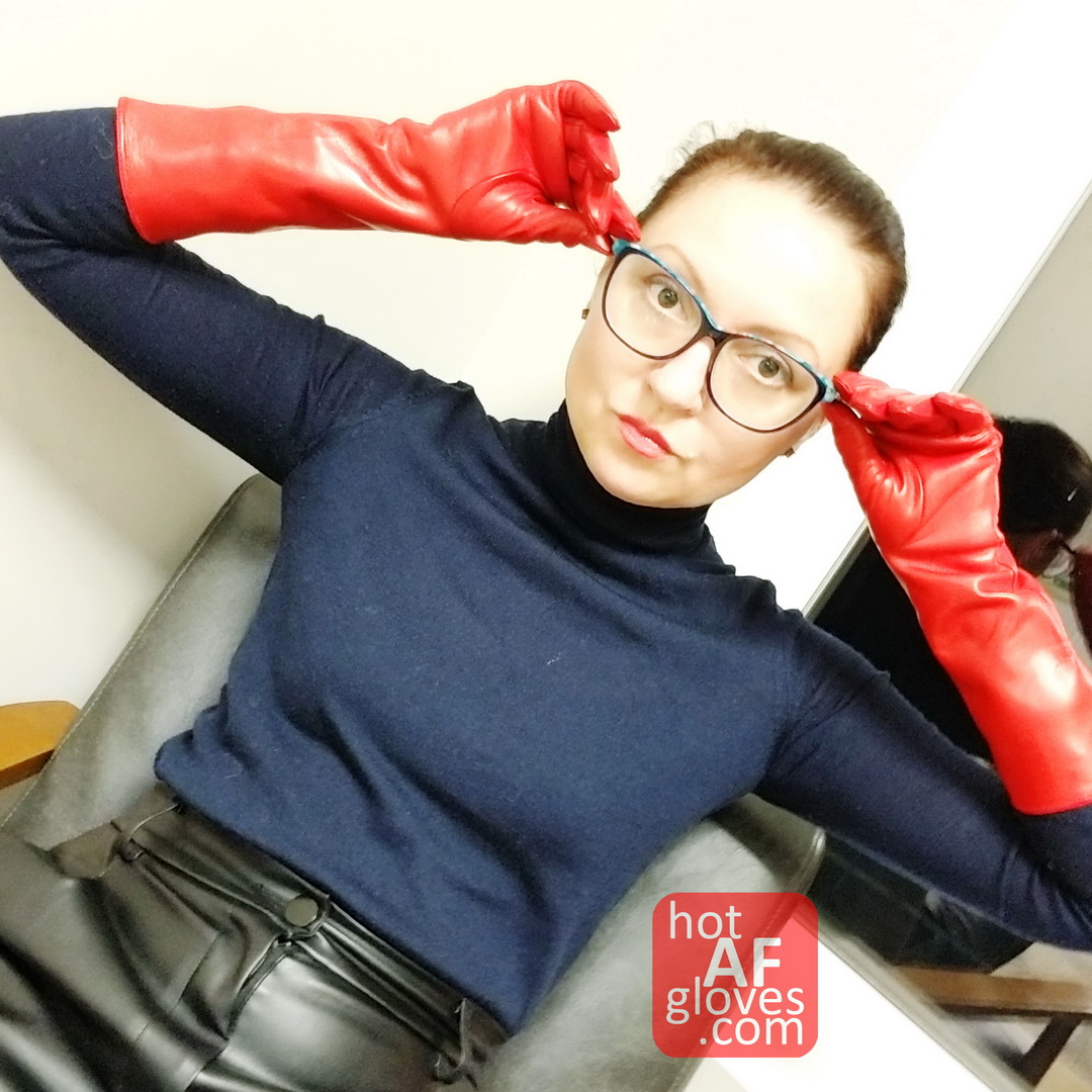 SPECIFICALLY THIS PAIR OF ITALIAN LAMB LEATHER LONG GLOVES: AF DESIRE DARING RED